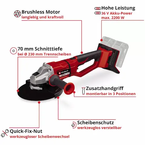 Einhell Professional Akku-Winkelschleifer AXXIO 36/230 Q